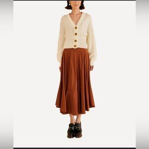 Elegant Brown Midi Skirt